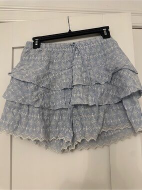 Light Blue Eyelet Ruffle Skort